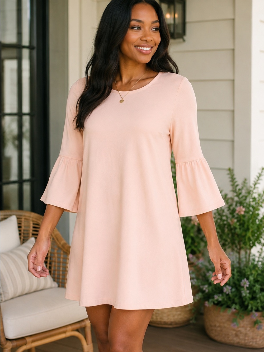 Jack by BB Dakota Mini Dress Bell Sleeve Pink